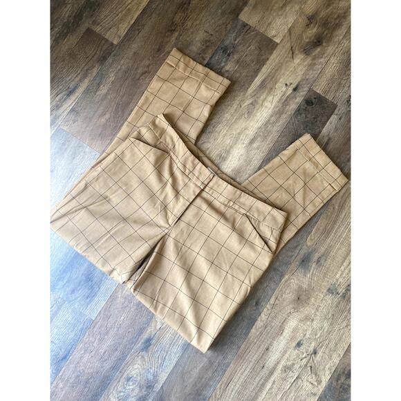 Straight Leg Skinny Tan Trouser Pant with Cuffed Ankles - Picture 2 of 9